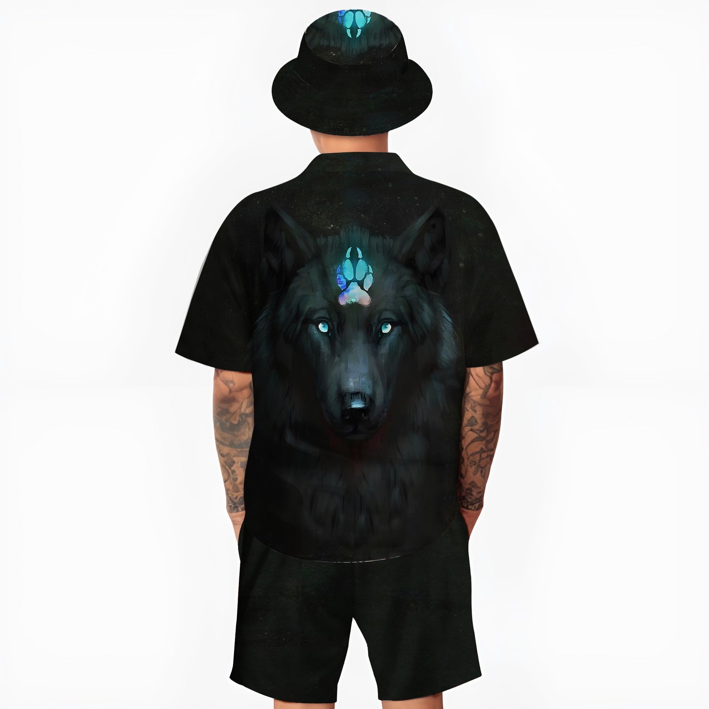 Native Wolf Pattern Hawaiian Shirt New - 86060