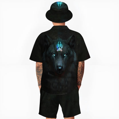 Native Wolf Pattern Hawaiian Shirt New - 86060