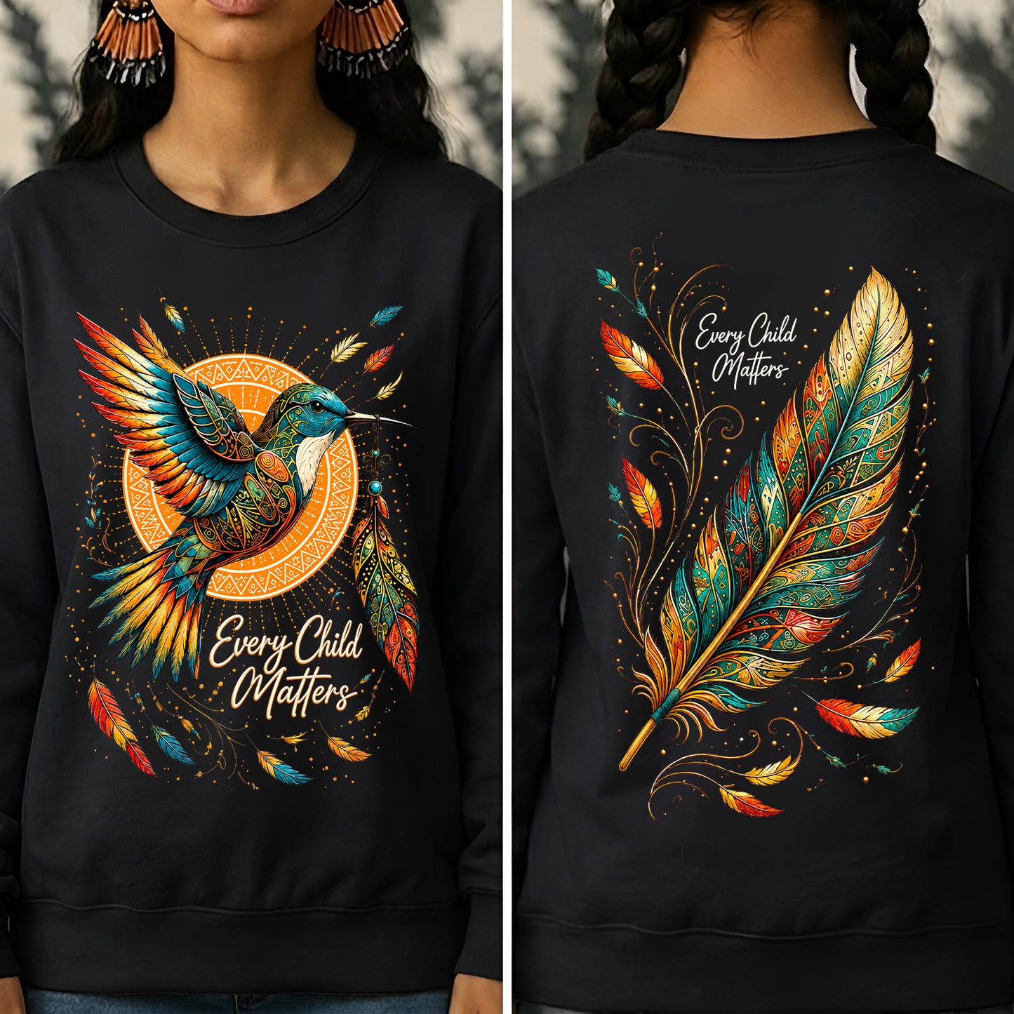 Hummingbird Remembrance Orange Shirt - Two Sides