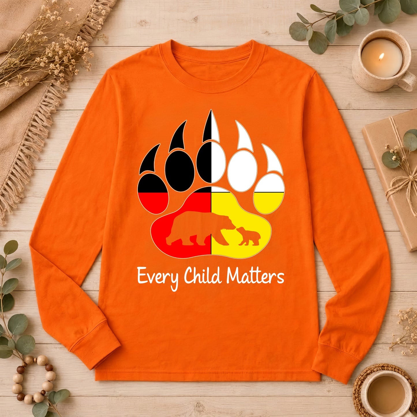 Bear Paw Spirit – Strength & Protection Orange Shirt