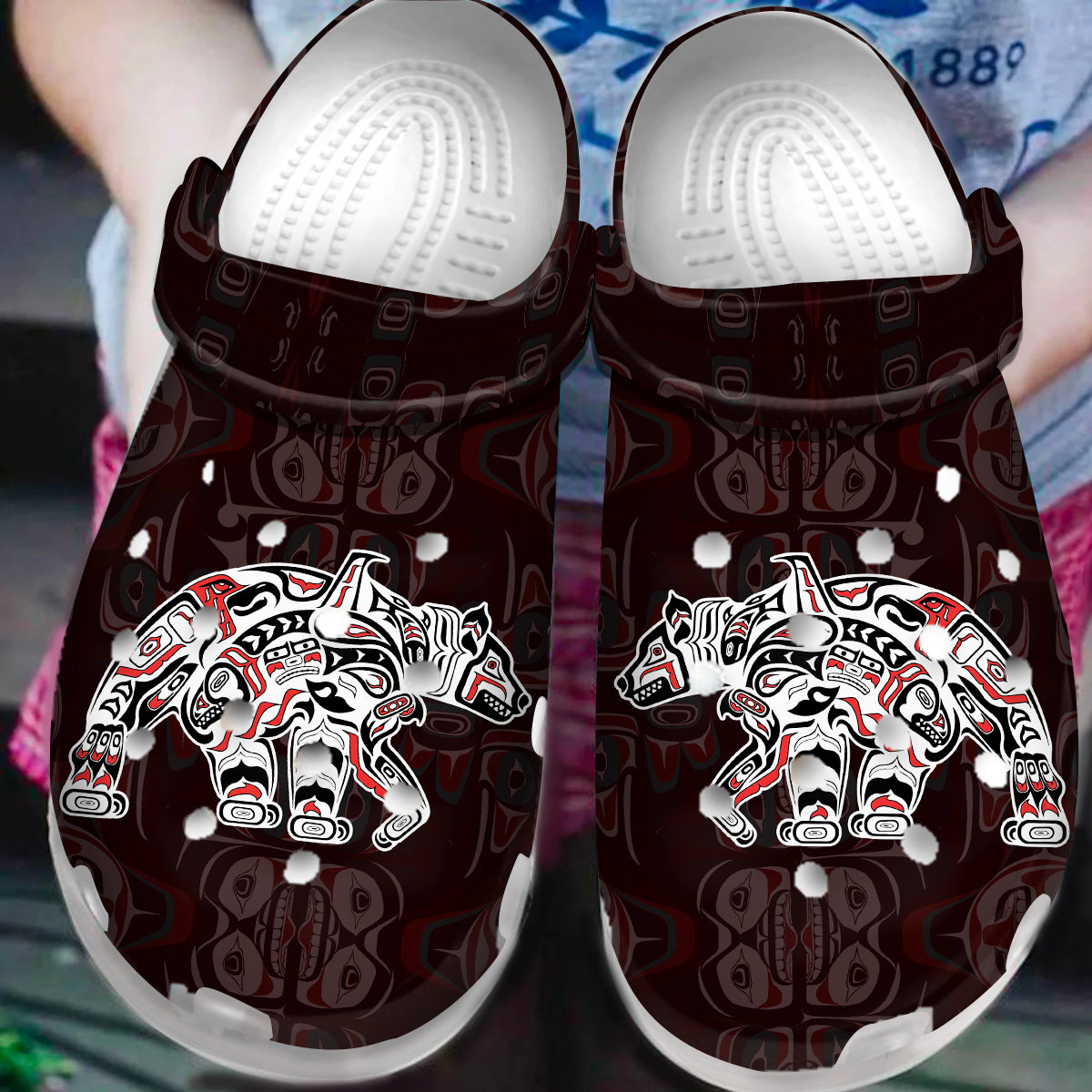 Native Pattern Clog Shoes For Adult and Kid 89231 New