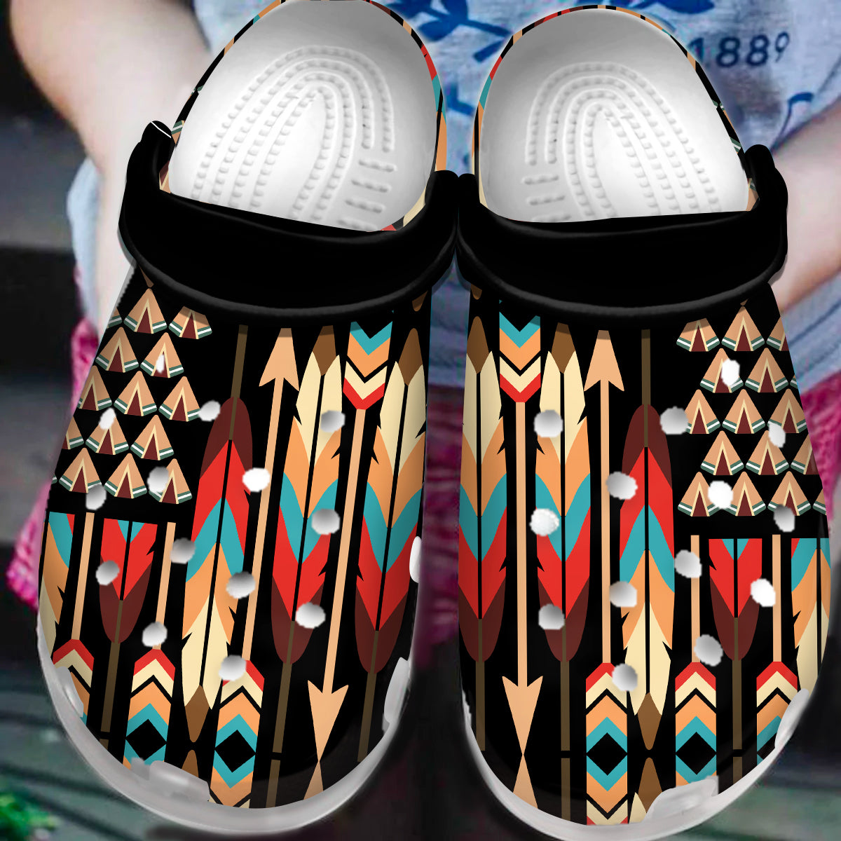 Native Pattern Clog Shoes For Adult and Kid 89236 New