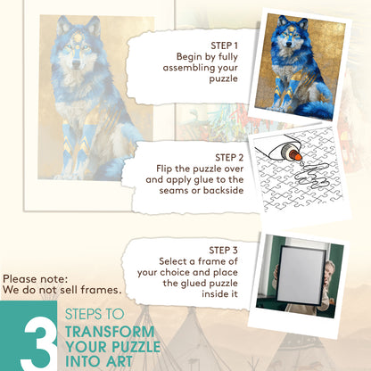 The Moon - Gold Wolf Spirit – Wooden Jigsaw Puzzle - CT52789 (300 / 500 / 1000 Pieces)