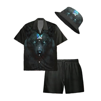 Native Wolf Pattern Hawaiian Shirt New - 86060