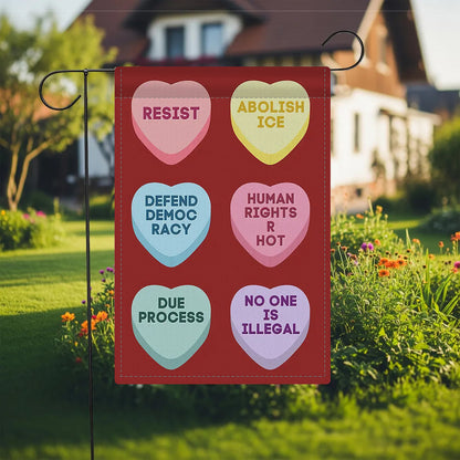 Abolish ICE Candy Hearts Yard Flag