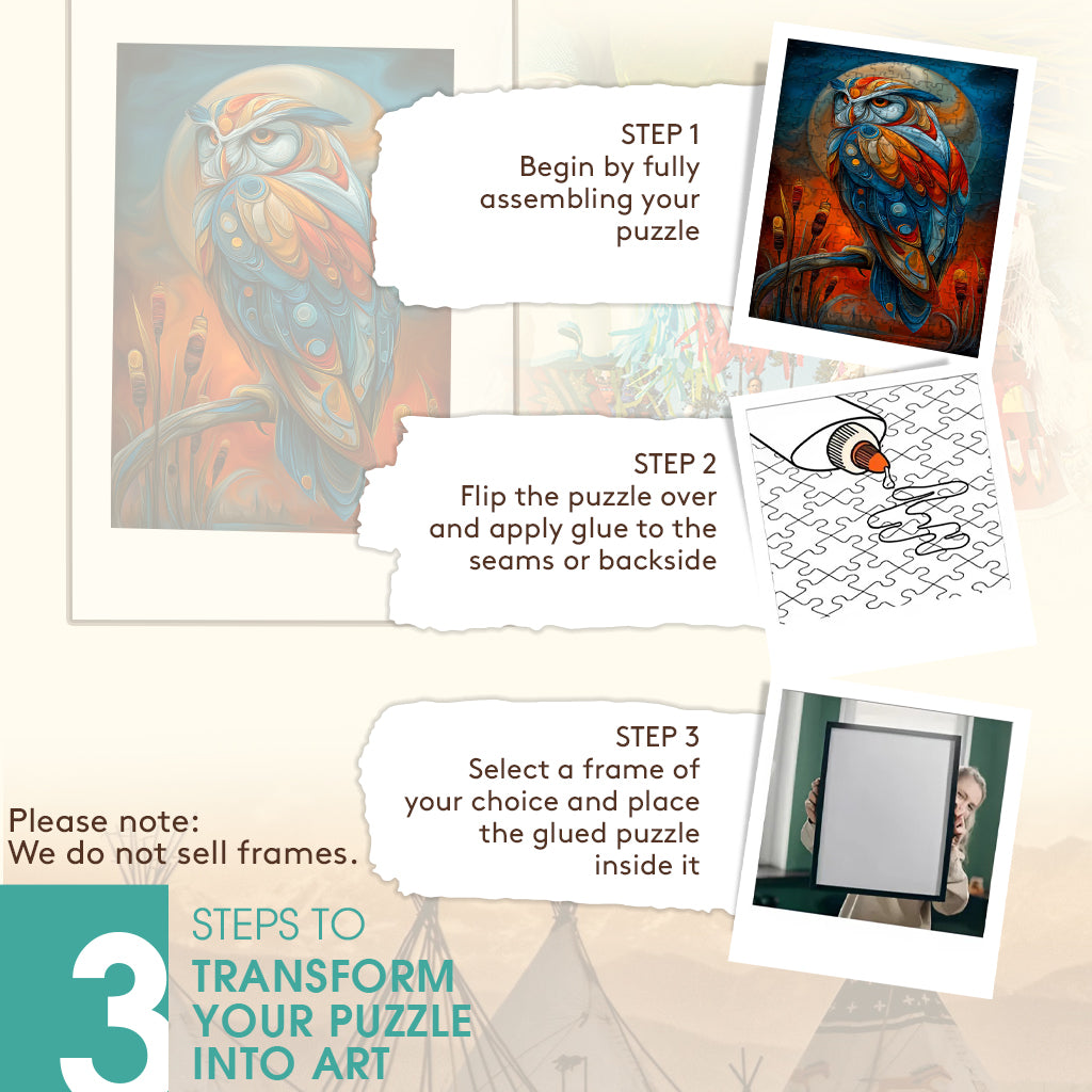 Owl – Keeper of the Night Spirit – Wooden Jigsaw Puzzle (300 / 500 / 1000 Pieces)