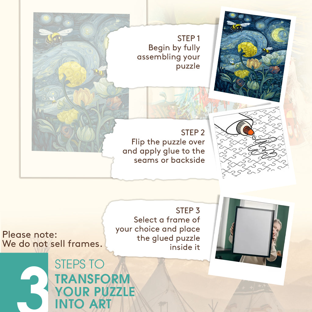 Bee - The Little Workers of the Golden Field – Wooden Jigsaw Puzzle (300 / 500 / 1000 Pieces)