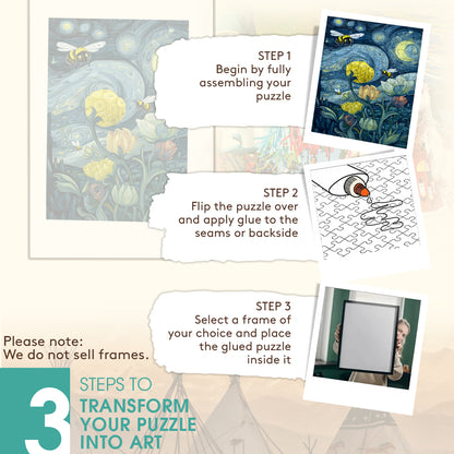 Bee - The Little Workers of the Golden Field – Wooden Jigsaw Puzzle (300 / 500 / 1000 Pieces)