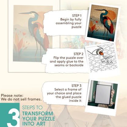 The Heron in the Quiet Water – Wooden Jigsaw Puzzle (300 / 500 / 1000 Pieces)