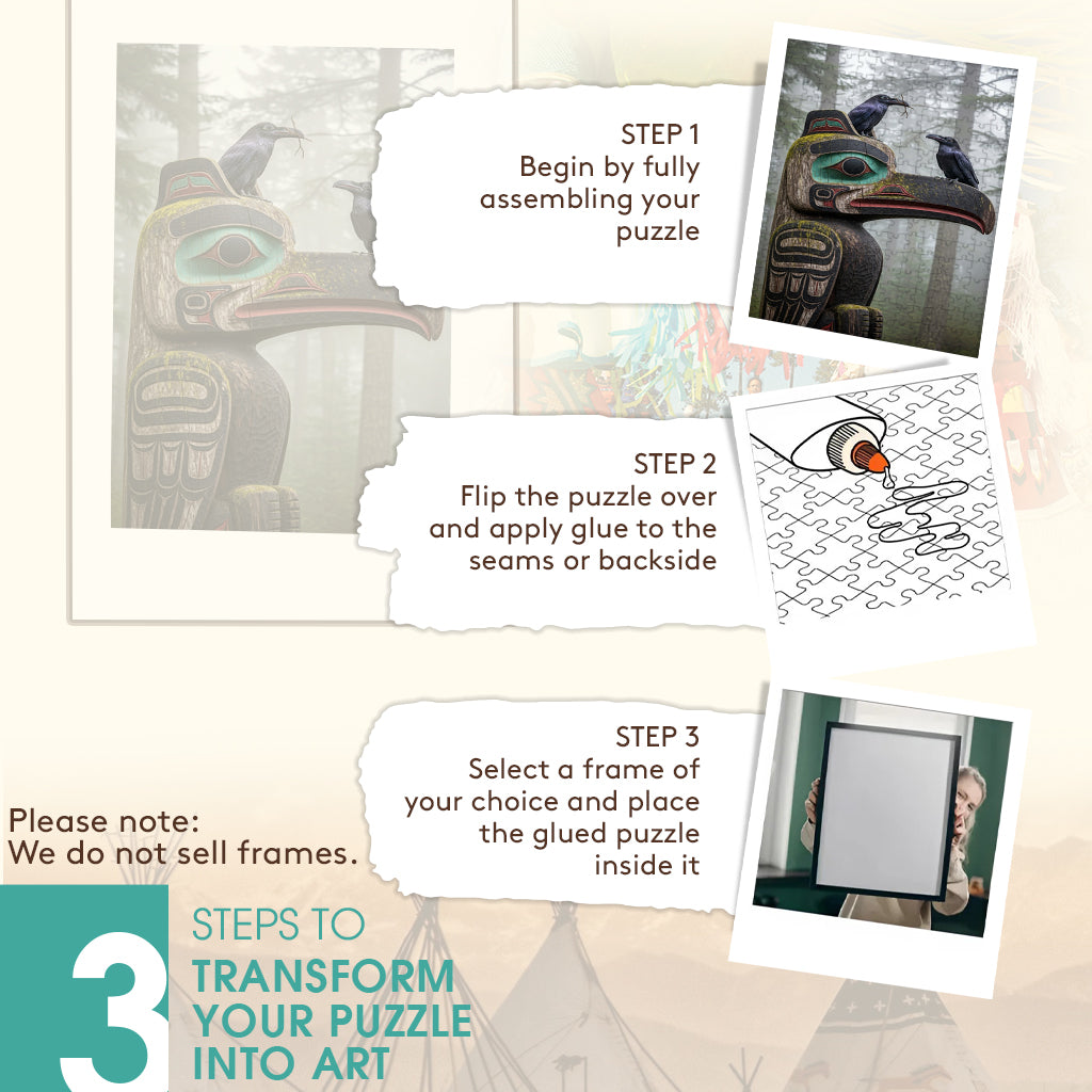 Ravens on the Totem – Wooden Jigsaw Puzzle (300 / 500 / 1000 Pieces)