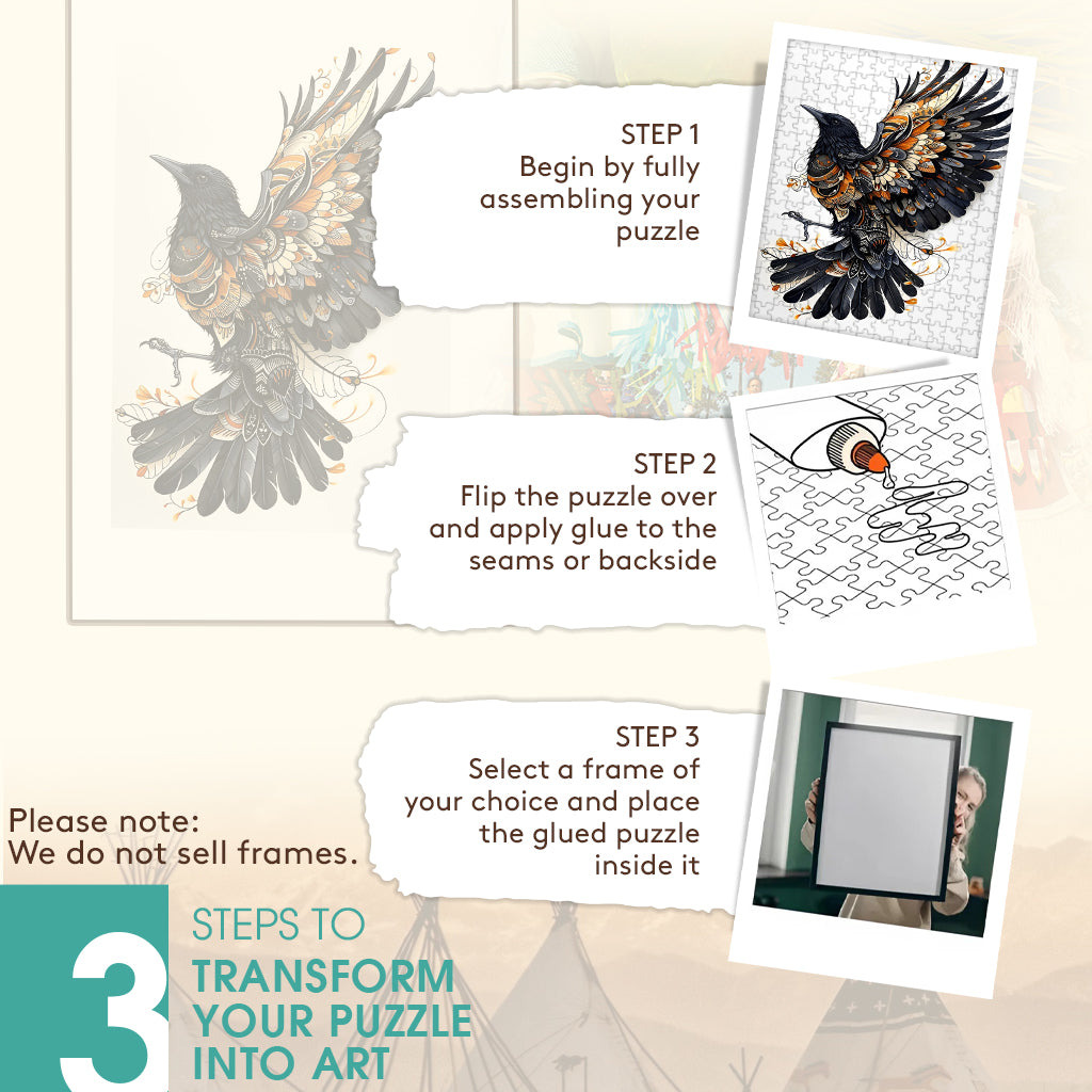 Raven – Wooden Jigsaw Puzzle (300 / 500 / 1000 Pieces)