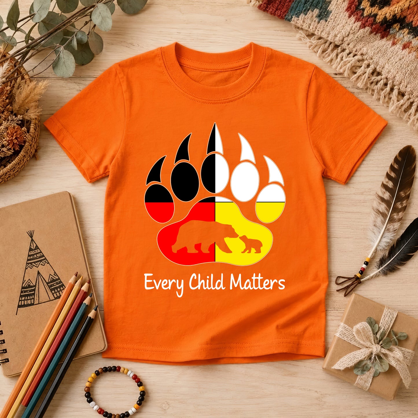 Bear Paw Spirit – Strength & Protection Orange Shirt