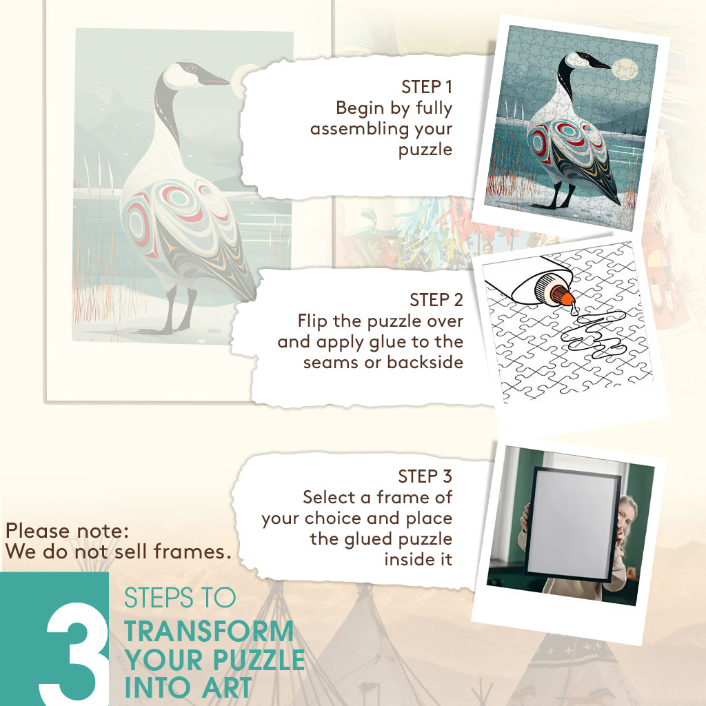 Snow Goose – Keeper of Returning Light – Wooden Jigsaw Puzzle (300 / 500 / 1000 Pieces)