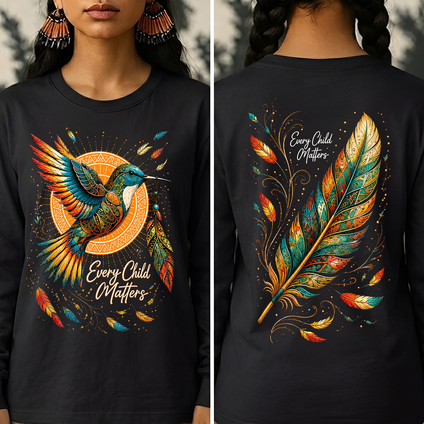 Hummingbird Remembrance Orange Shirt - Two Sides
