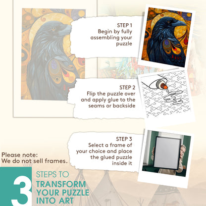 Raven - Keeper of Secrets in the Shadows – Wooden Jigsaw Puzzle (300 / 500 / 1000 Pieces)