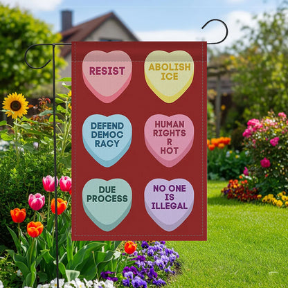 Abolish ICE Candy Hearts Yard Flag