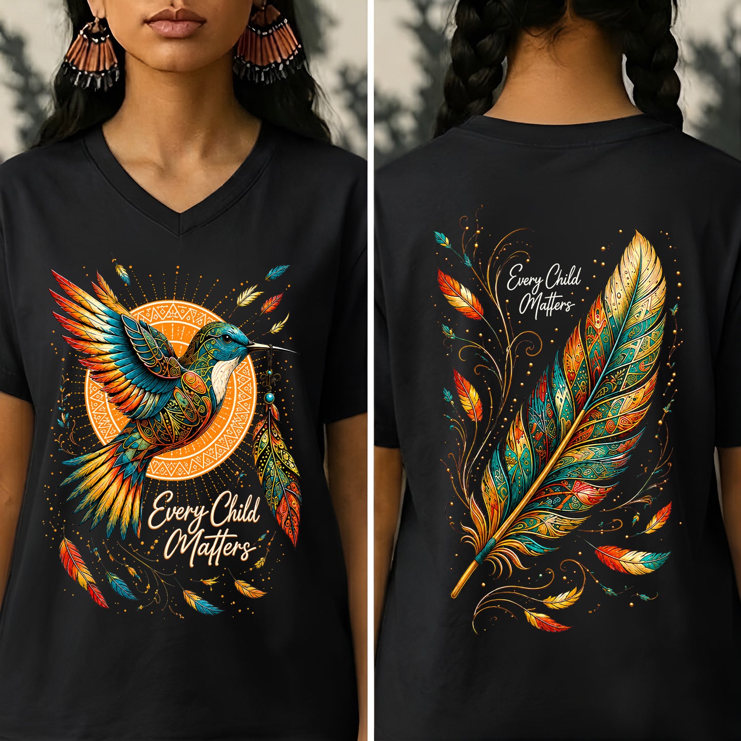 Hummingbird Remembrance Orange Shirt - Two Sides