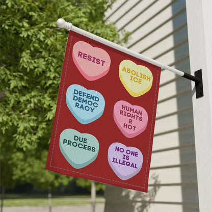 Abolish ICE Candy Hearts Yard Flag