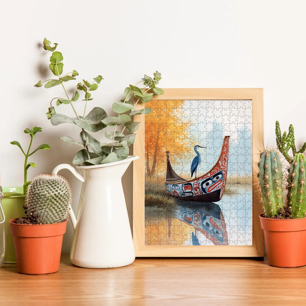 The Blue Heron & Autumn – Wooden Jigsaw Puzzle (300 / 500 / 1000 Pieces)