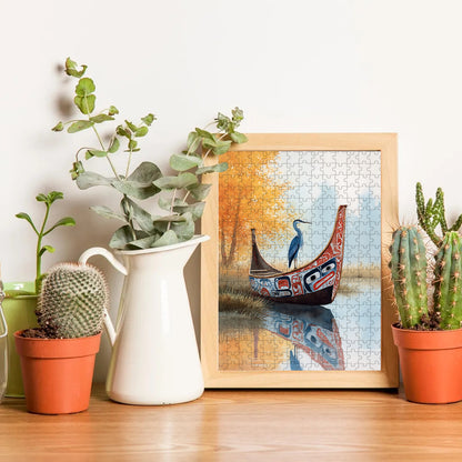 The Blue Heron & Autumn – Wooden Jigsaw Puzzle (300 / 500 / 1000 Pieces)