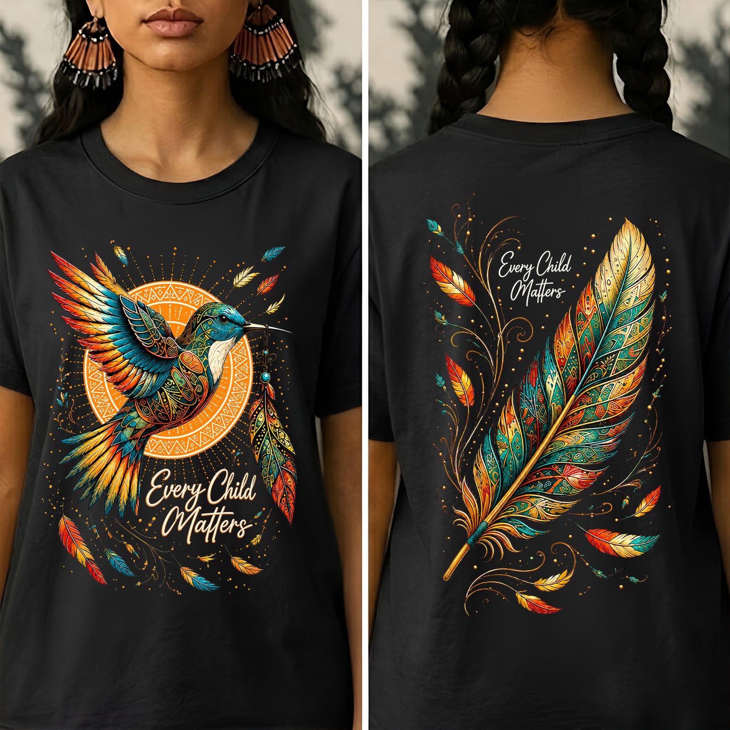 Hummingbird Remembrance Orange Shirt - Two Sides