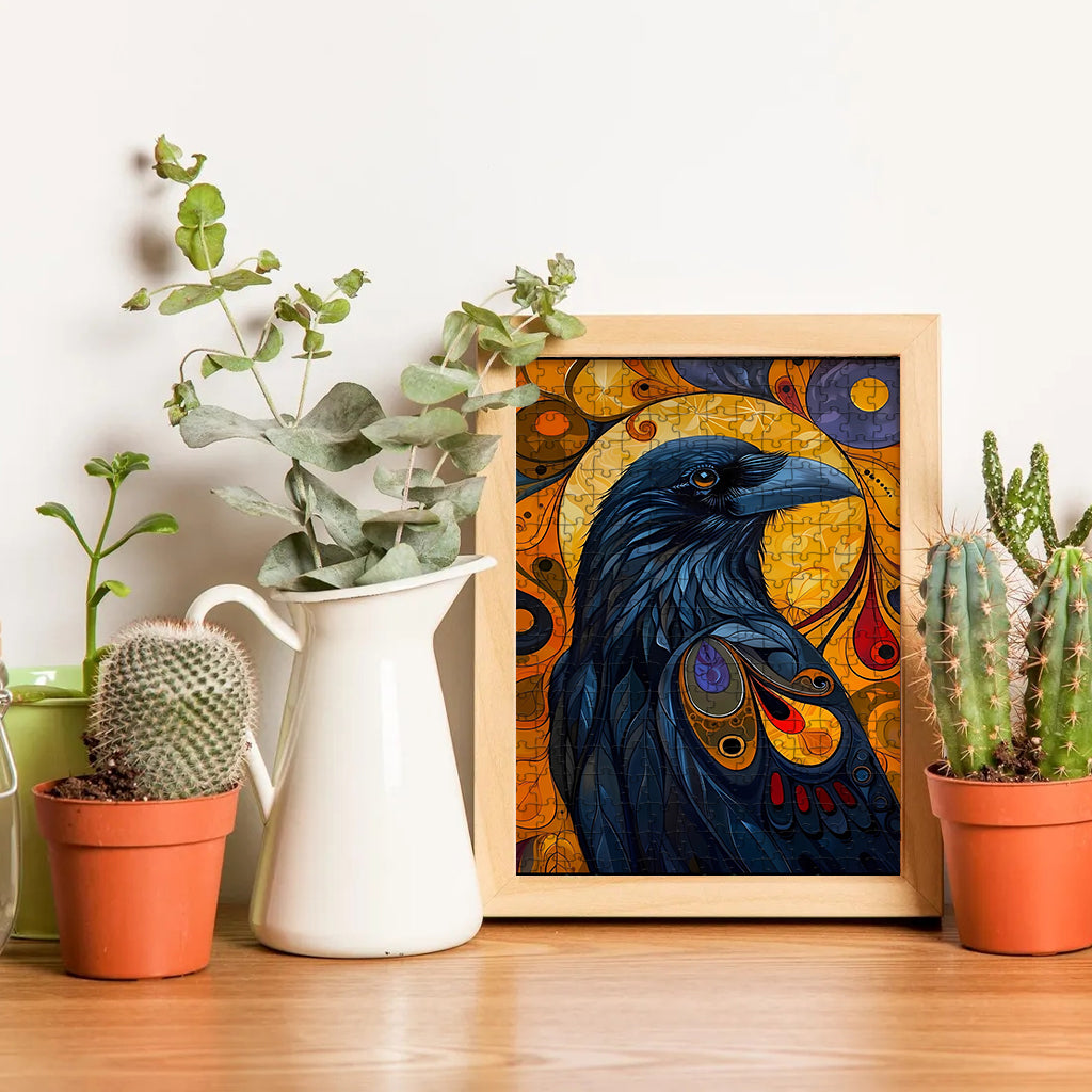 Raven - Keeper of Secrets in the Shadows – Wooden Jigsaw Puzzle (300 / 500 / 1000 Pieces)