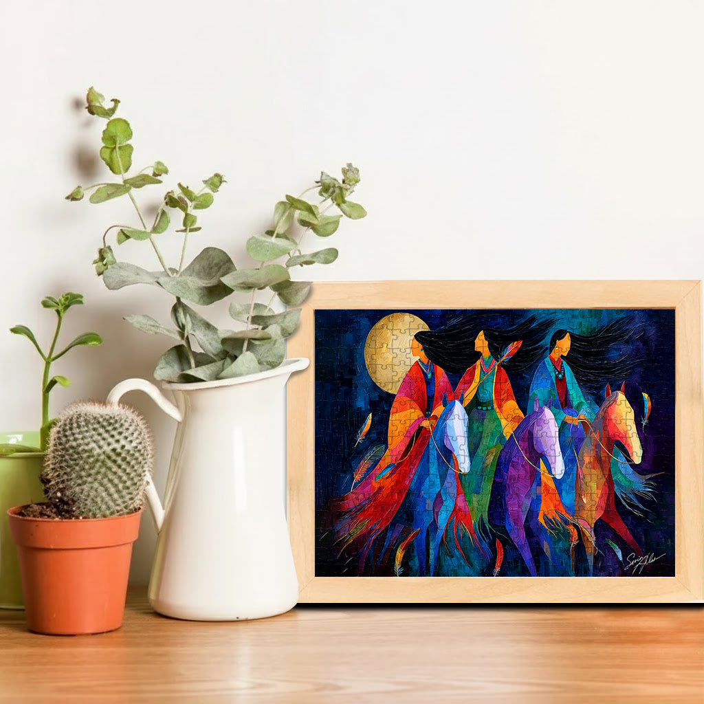 Riders Beneath the Moon – Wooden Jigsaw Puzzle (300 / 500 / 1000 Pieces)