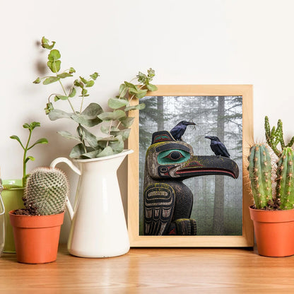 Ravens on the Totem – Wooden Jigsaw Puzzle (300 / 500 / 1000 Pieces)
