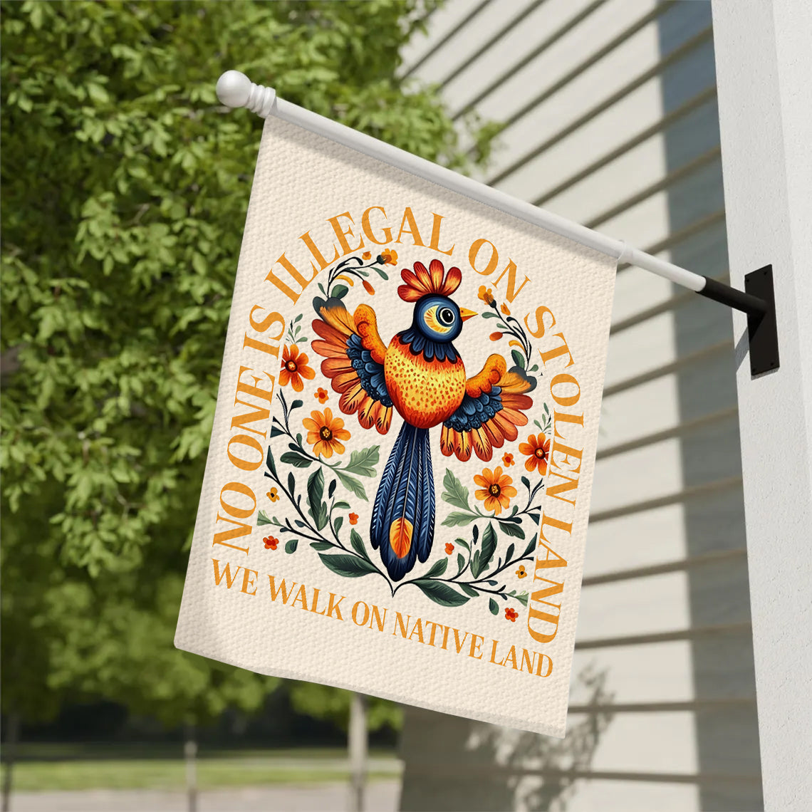 No One Is Illegal On Stolen Land Garden Flag