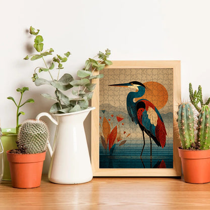The Heron in the Quiet Water – Wooden Jigsaw Puzzle (300 / 500 / 1000 Pieces)