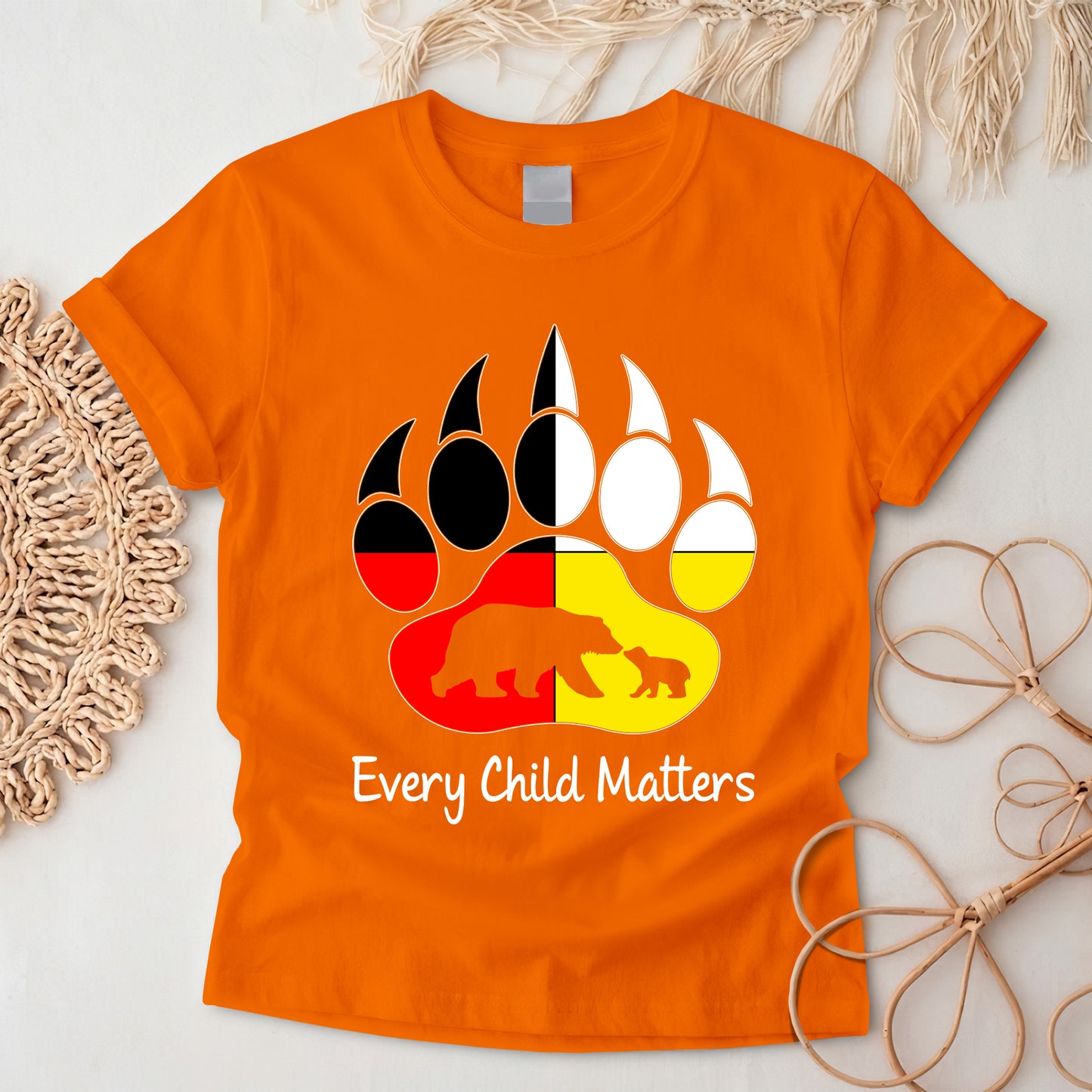 Bear Paw Spirit – Strength & Protection Orange Shirt