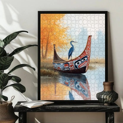 The Blue Heron & Autumn – Wooden Jigsaw Puzzle (300 / 500 / 1000 Pieces)