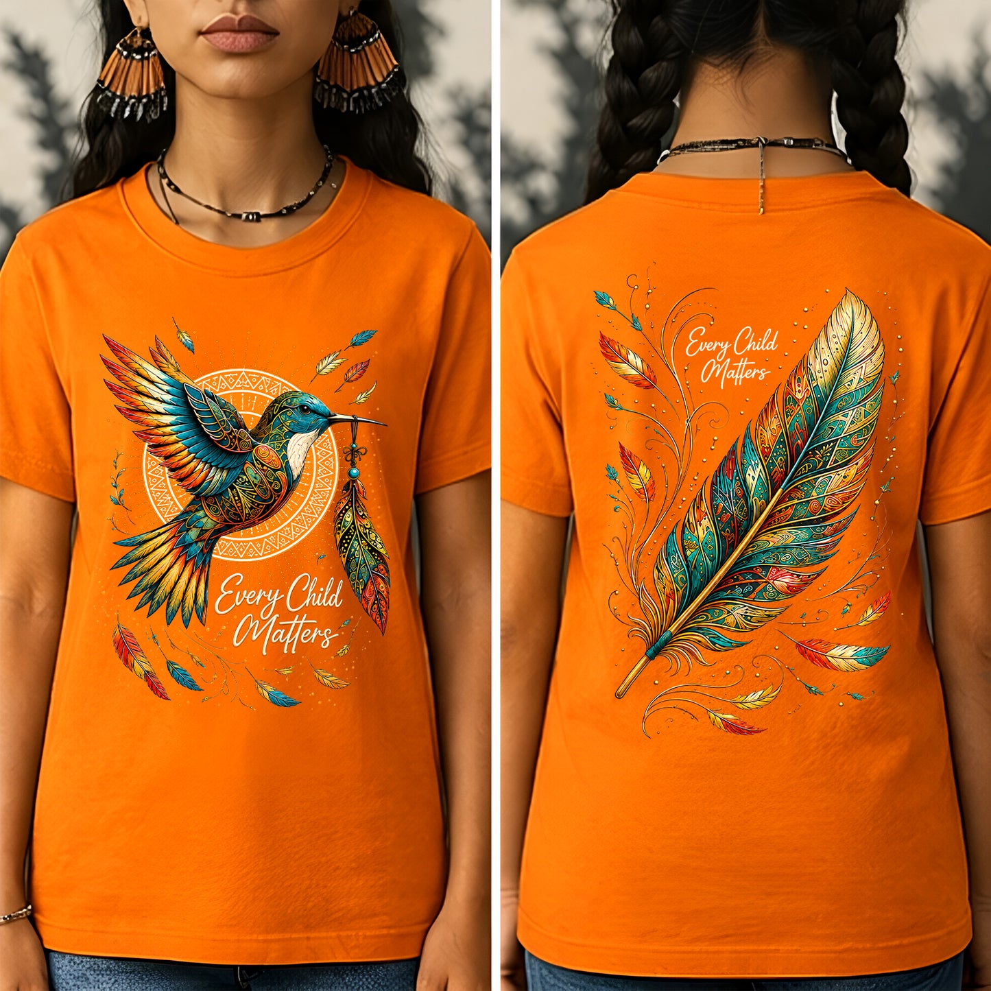 Hummingbird Remembrance Orange Shirt - Two Sides