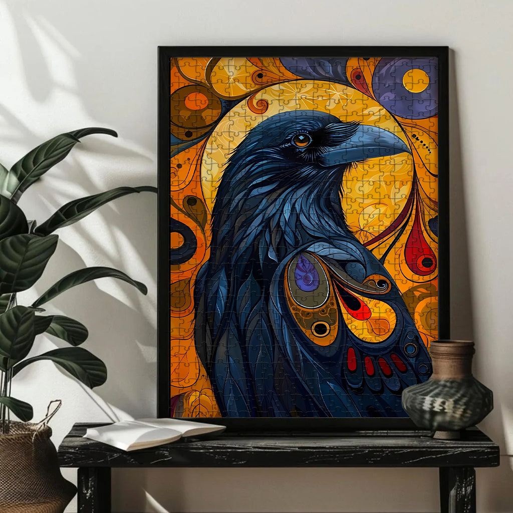 Raven - Keeper of Secrets in the Shadows – Wooden Jigsaw Puzzle (300 / 500 / 1000 Pieces)