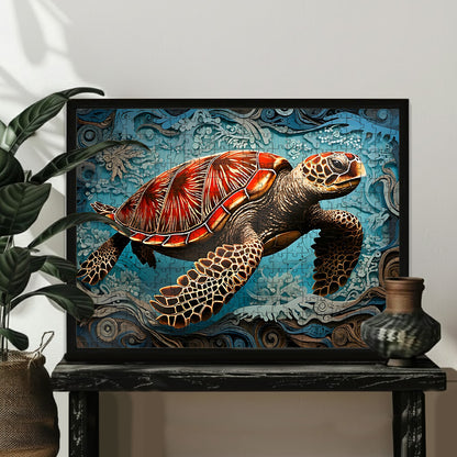 Turtle - The Tortoise And The Cycle Of Time – Wooden Jigsaw Puzzle (300 / 500 / 1000 Pieces)