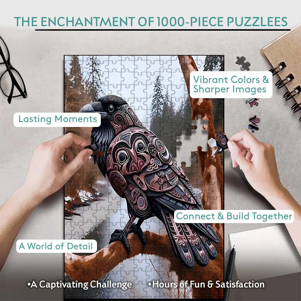 Raven - The Raven And The Spirit World – Wooden Jigsaw Puzzle (300 / 500 / 1000 Pieces)