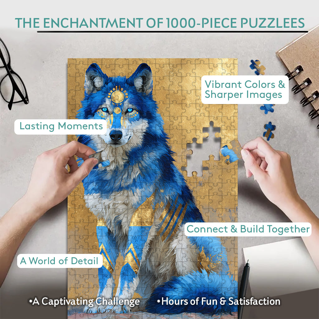 The Moon - Gold Wolf Spirit – Wooden Jigsaw Puzzle - CT52789 (300 / 500 / 1000 Pieces)