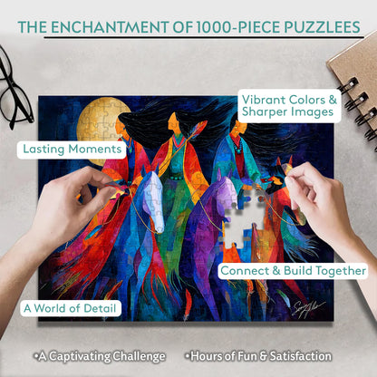 Riders Beneath the Moon – Wooden Jigsaw Puzzle (300 / 500 / 1000 Pieces)