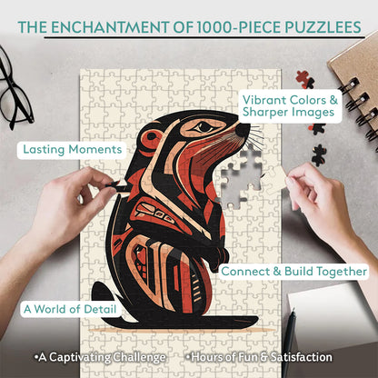 Otter - The One Who Listens Beneath the Water – Wooden Jigsaw Puzzle (300 / 500 / 1000 Pieces)