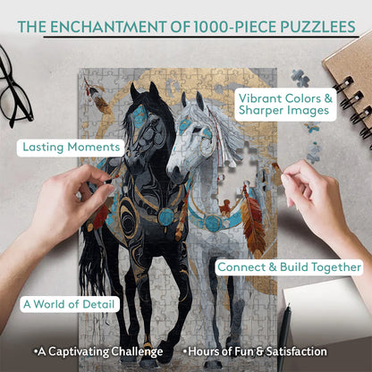 The Twin Guardians of the Sacred Path – Wooden Jigsaw Puzzle (300 / 500 / 1000 Pieces)