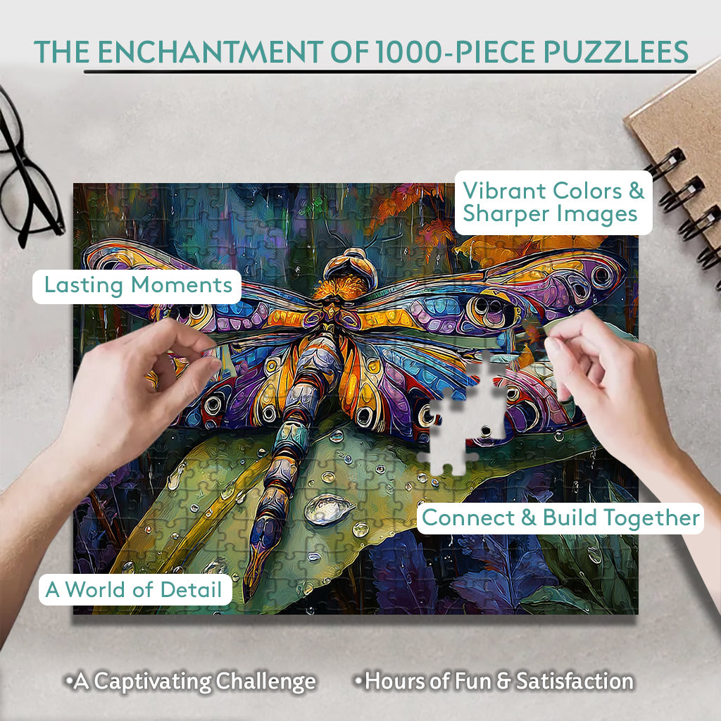 Where the Dragonfly Rests – Wooden Jigsaw Puzzle (300 / 500 / 1000 Pieces)
