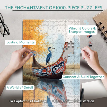 The Blue Heron & Autumn – Wooden Jigsaw Puzzle (300 / 500 / 1000 Pieces)