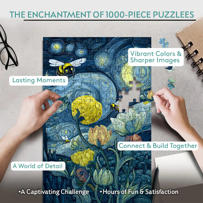 Bee - The Little Workers of the Golden Field – Wooden Jigsaw Puzzle (300 / 500 / 1000 Pieces)