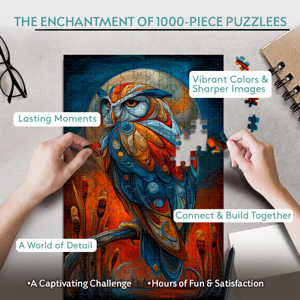 Owl – Keeper of the Night Spirit – Wooden Jigsaw Puzzle (300 / 500 / 1000 Pieces)