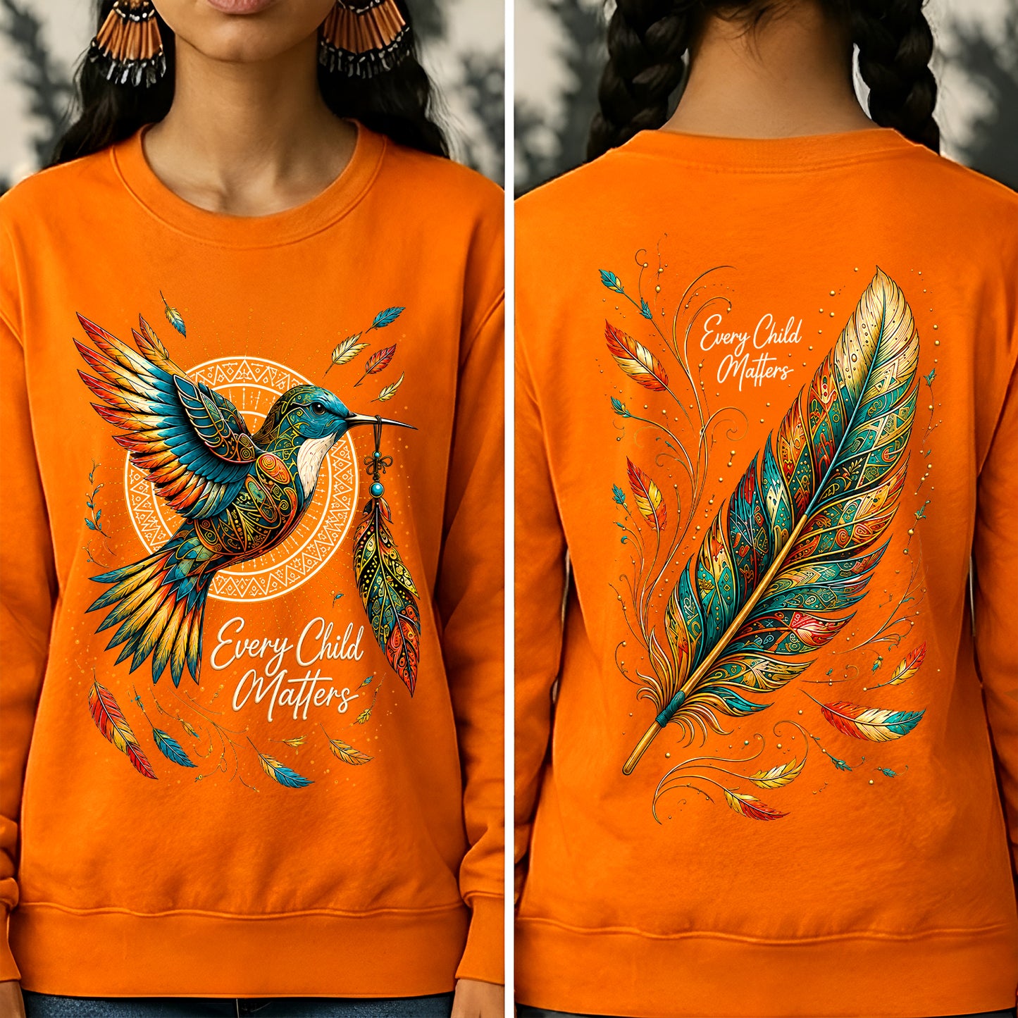 Hummingbird Remembrance Orange Shirt - Two Sides