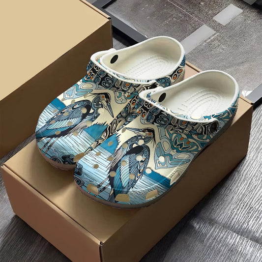 Native Heron Art Clogs Shoes for Adults & Kids