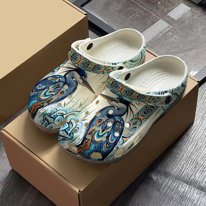 Native Heron Art Clogs Shoes for Adults & Kids