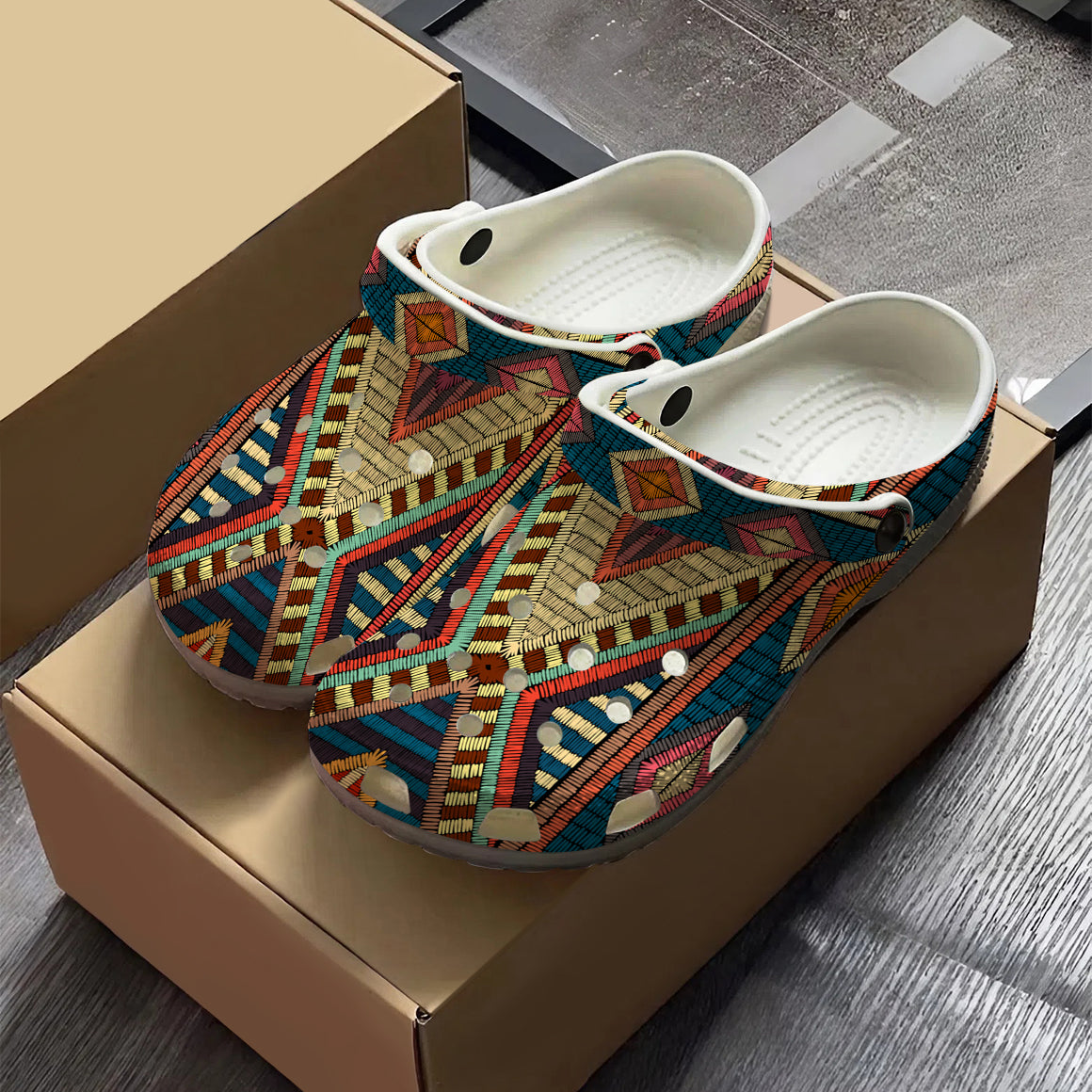 Native Pattern Clog Shoes For Adult and Kid 89169 New
