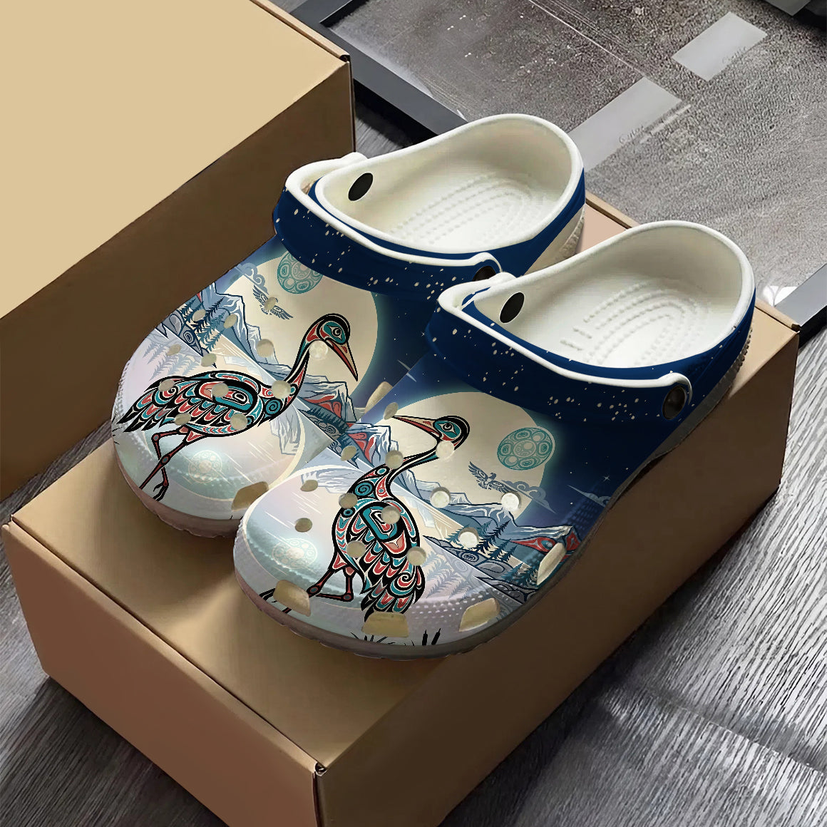 Native Heron Art Clogs Shoes for Adults & Kids