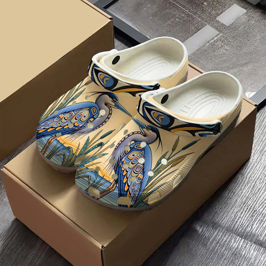 Native Heron Art Clogs Shoes for Adults & Kids